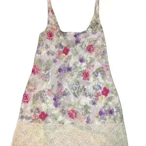 VICTORIA'S SECRET Vintage Gold Label mini slip dress floral  lace nightgown EUC